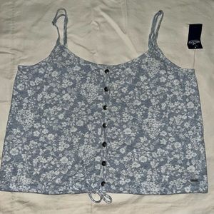 Hollister blue and white flower top